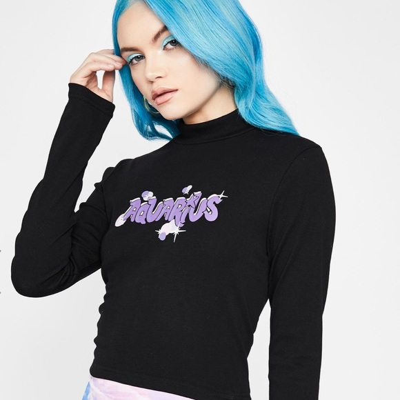 Aquarius black long sleeve top from dolls kill - Picture 2 of 3